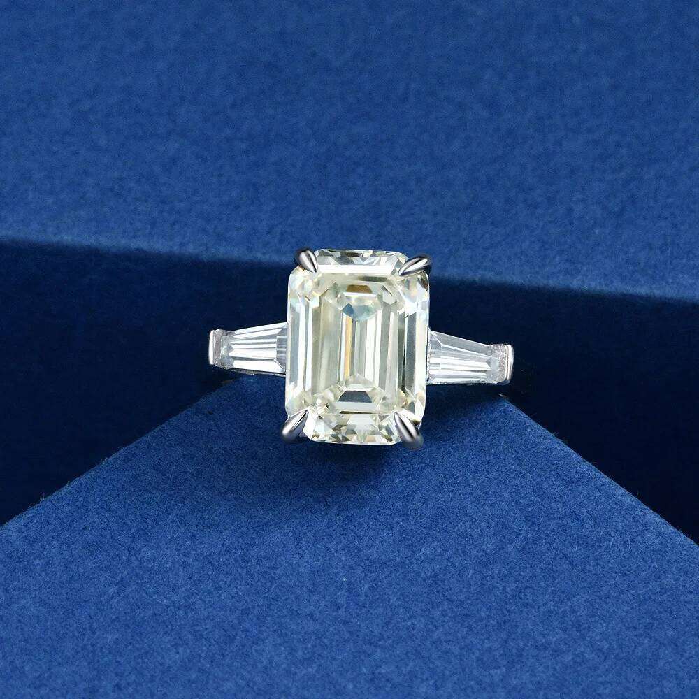OEVAS 925 Sterling Silver Emerald Cut Created Gemstone Wedding Engagement High Carbon Diamonds Ring Fine Jewelry Gifts Wholesale H260312
