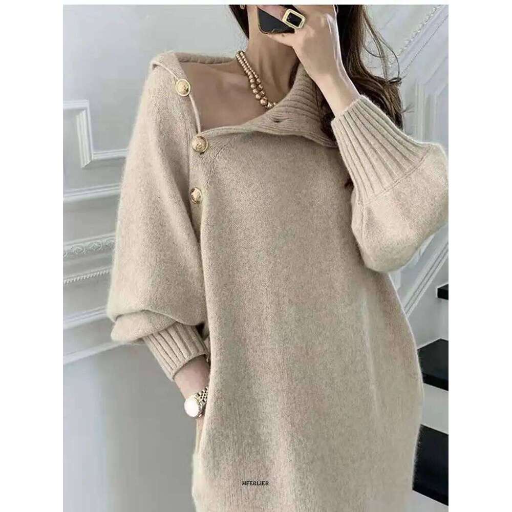 Plus Size 5XL 150KG Women Autumn Winter Knitted Turtleneck Sexy High Elastic Oversized Sweater knit Warm Long Dress Z260314