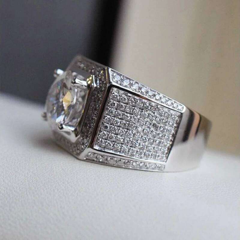 Sale 5-12 White Golden Iced Out HipHop Engagement Rings CZ Pinky Men Women Full Crystal Ring H260312