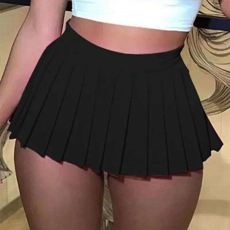 Mini Women New Summer Black Fashion Zipper Partywear Casual Slim Pleated Elegant Versatile Sexy Female Skirt Z260314
