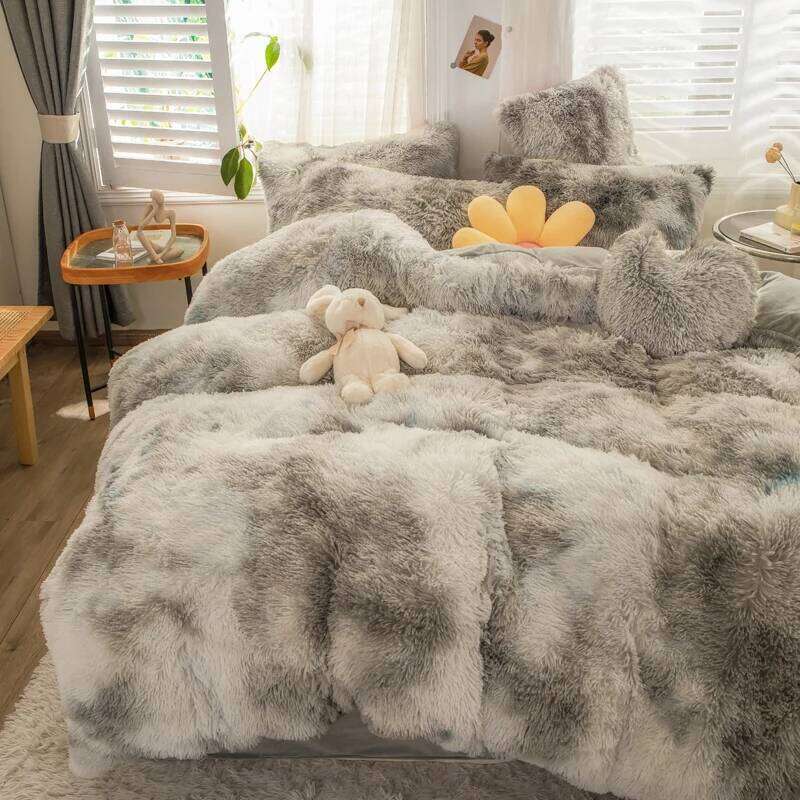 Thickened mink four-piece set winter Warm plush duvet cover flat sheet pillowcases Colorful crystal velvet 4PCS sets queen king H260312 - view 4