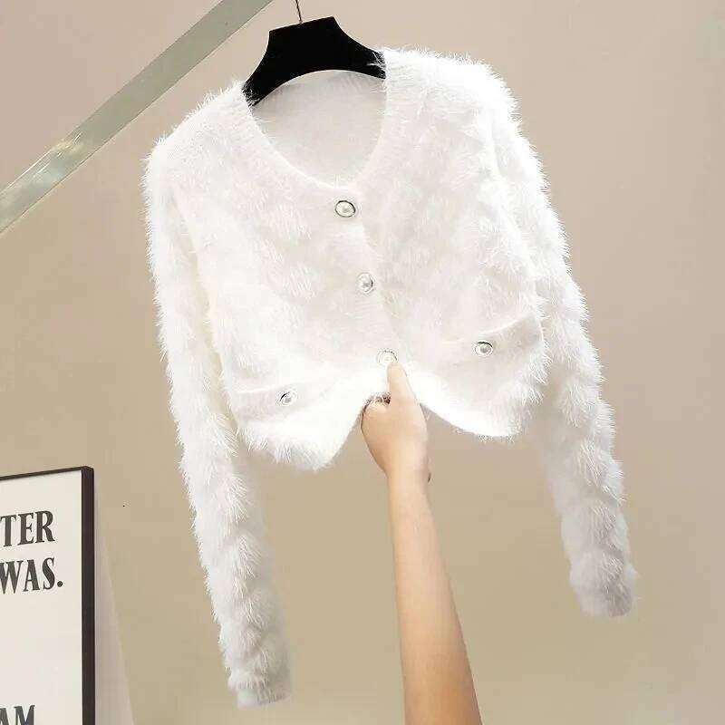 Thickened Cardigan Warm Bottoming Shirt Soft Waxy Mink Velvet Knitted Women's Autumn And Winter Plush Sweater Coat Z260313