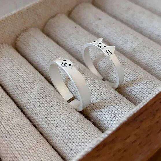 Cartoon Dog Cat Couple Women Men Cute Animal Finger Rings Simple Design Adjustable r Friendship Fashion Jewelry Gifts H260312