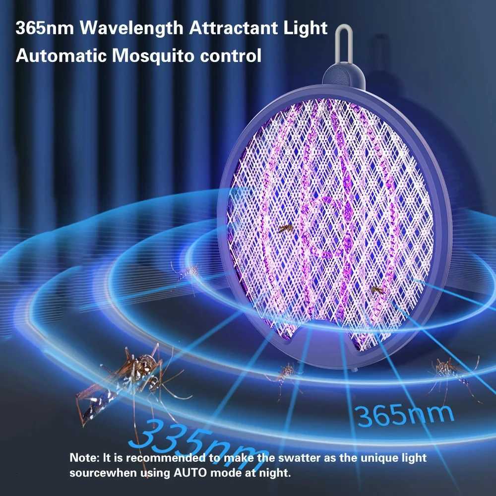 USB Rechargeable Foldable Electric Mosquito Swatter 3500V Killer Fly Swatter Trap 4 IN 1 Insect Killer With UV Light Bug Zapper H260313