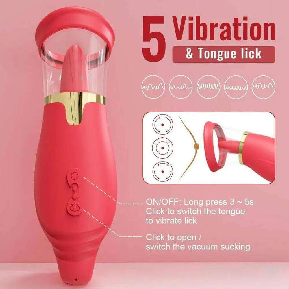 5-Frequency 360 Tongue Swaying for Women Clitoris Vacuum Sucker Stimulator Oral Vagina Nipples Vibrating Female Toys 26H0313