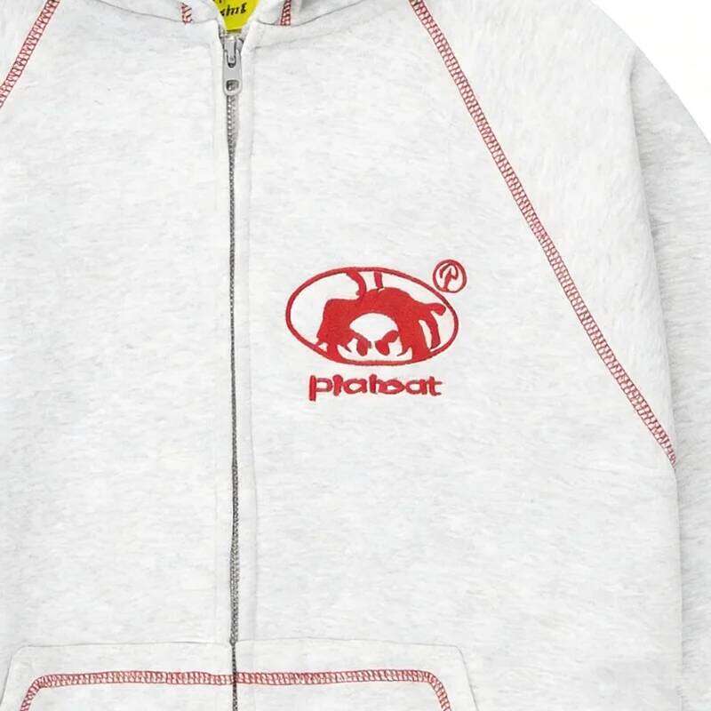 American Personality Pattern Embroidered Zipper Men Street Hip Hop Retro Thick Sweatshirt Unisex Casual Loose Punk Hoodie Z260314