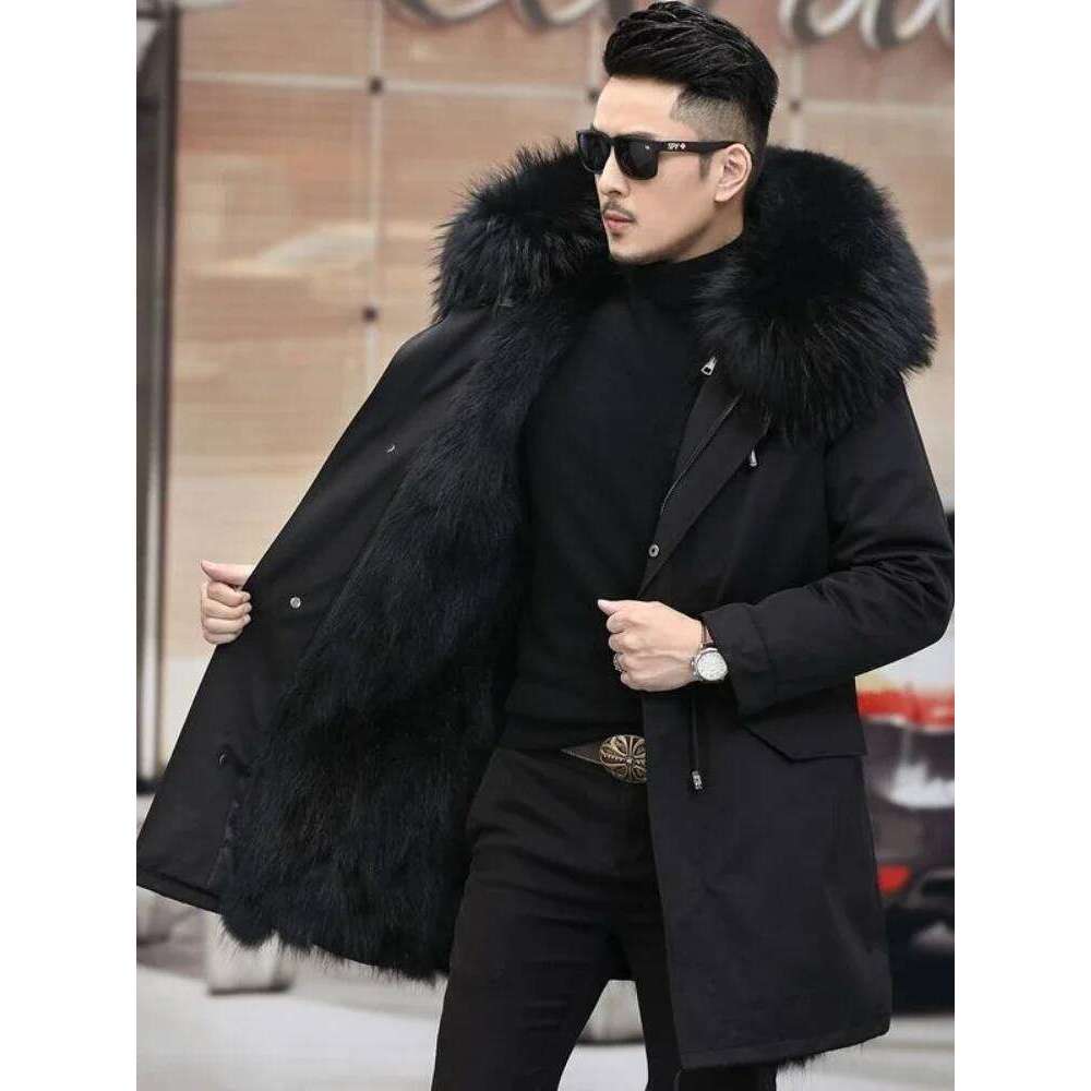 Artificial Mink Jacket Parkas Winter Coat 2024 Thicken Warm Mid-Long Faux Fur Men Overcoat Fashion Plush Outerwear E427 Z260313