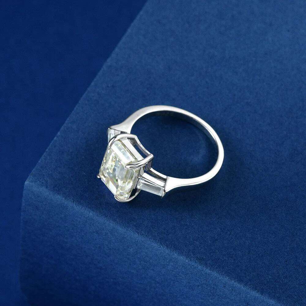 OEVAS 925 Sterling Silver Emerald Cut Created Gemstone Wedding Engagement High Carbon Diamonds Ring Fine Jewelry Gifts Wholesale H260312