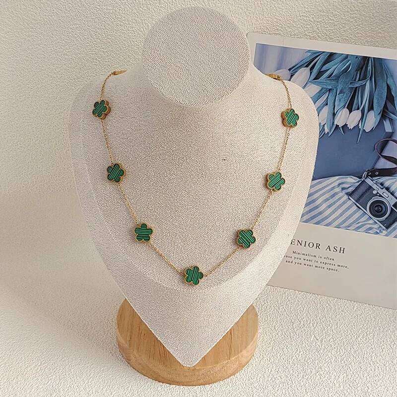 10 Flower Stainless Steel Five Cr Waterproof Necklace for Woman Daily Party Aesthetic Choker Neck Chain Jewelry H260312