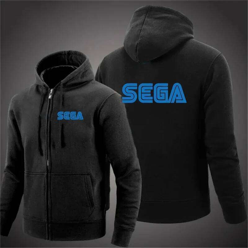 Men's Sega Zipper Casual Hoodie Outdoor Sports Shirt Top Z260314
