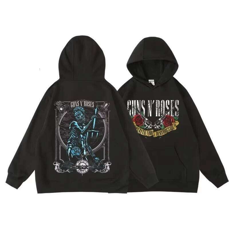 Guns N' Roses We'Re Back Retro Street Style Hoodie for Women O-Neck Pocket Fleece Breathable Pullover Woman Hoody Z260314