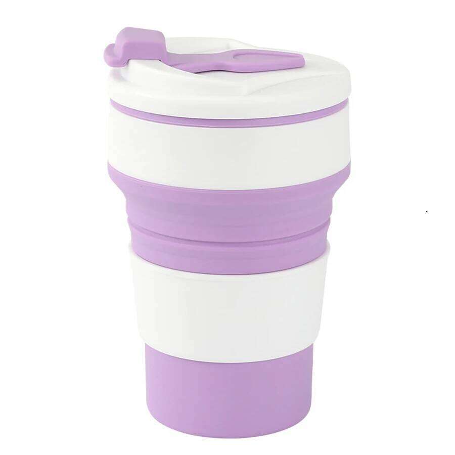 350ML Food-Grade Silicone Folding With Lid, Reusable Portable Coffee Cup, Hot Drink ,Suitable For Travel And Camping Z260313