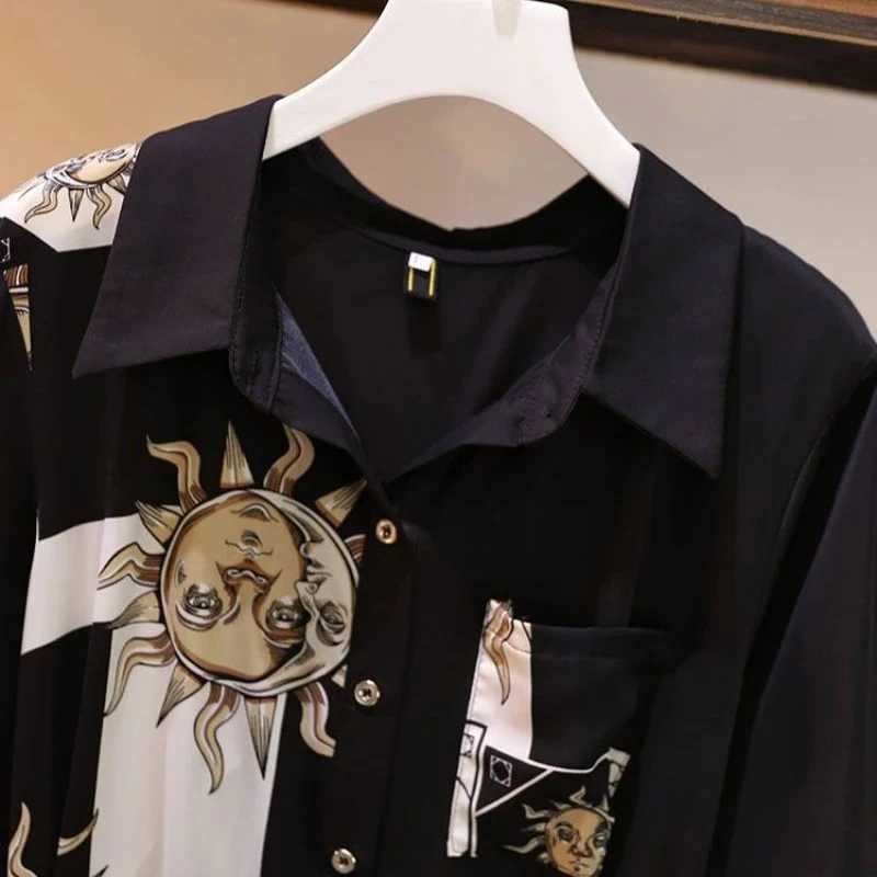 Vintage Print A-Line With Belt Loose Polo Neck Womens Dress Elegant Single-Breasted Knee Length Dresses For Women 2026 SpringT260314