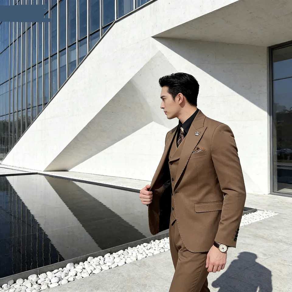 Mens Wedding Tuxedo 2025 Best Selling Peak Lapel Single Breasted Formal Smoking Suit for Groomsmen Dance M260313