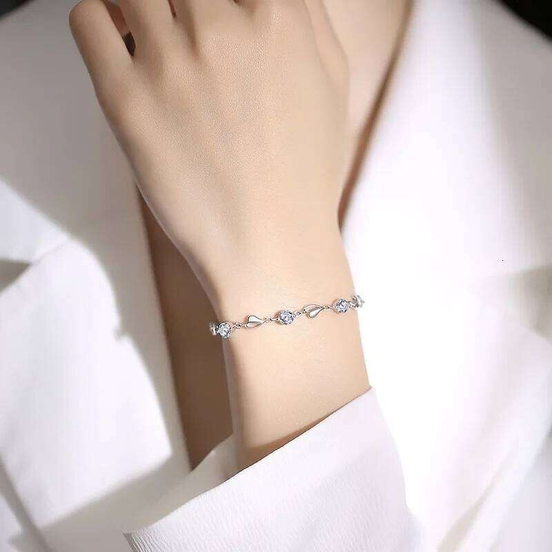 925 Sterling Silver White Zircon Bracelets For Women Luxury Hollow Heart Adjustable Chain Bracelet Original Jewelry Z260313
