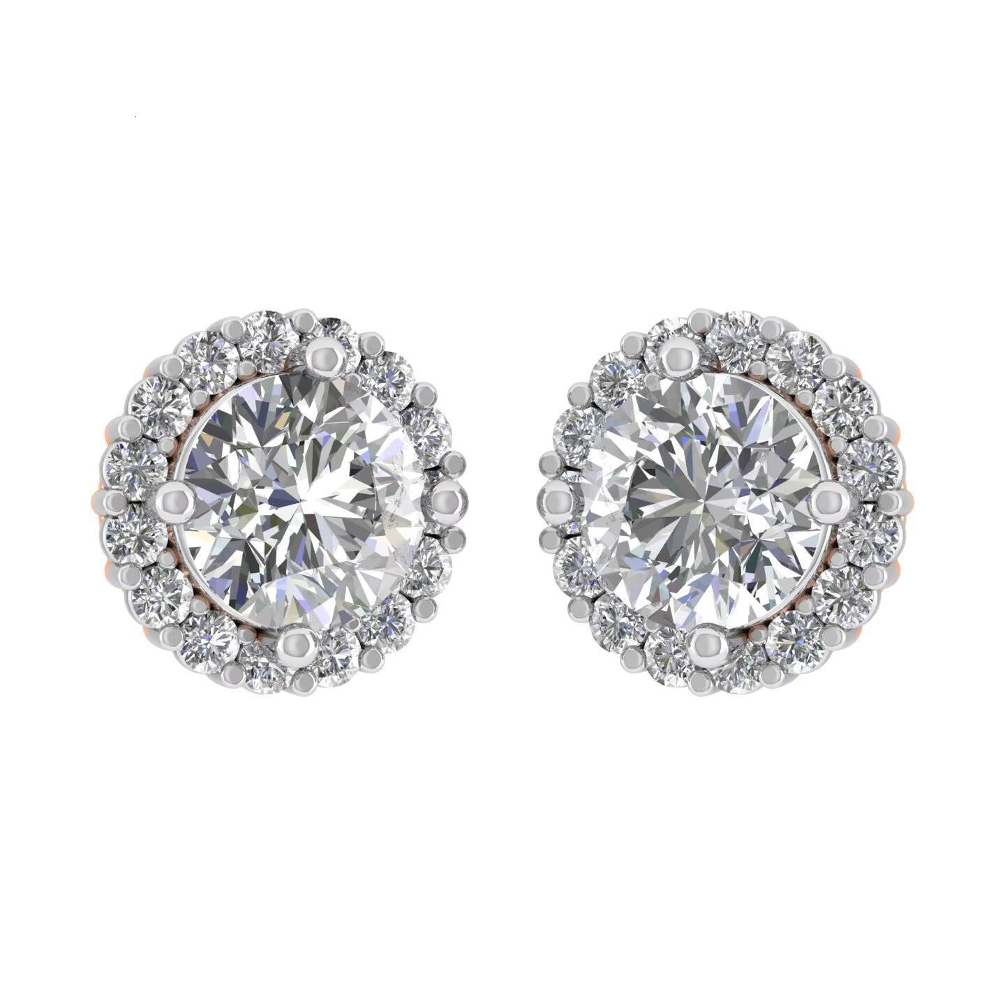 Classic VVS D Moissanite Solitaire Halo Stud Earrings 925 Sterling Silver Rhodium Plated 320ct 32 Stones Brilliant Cut Trendy