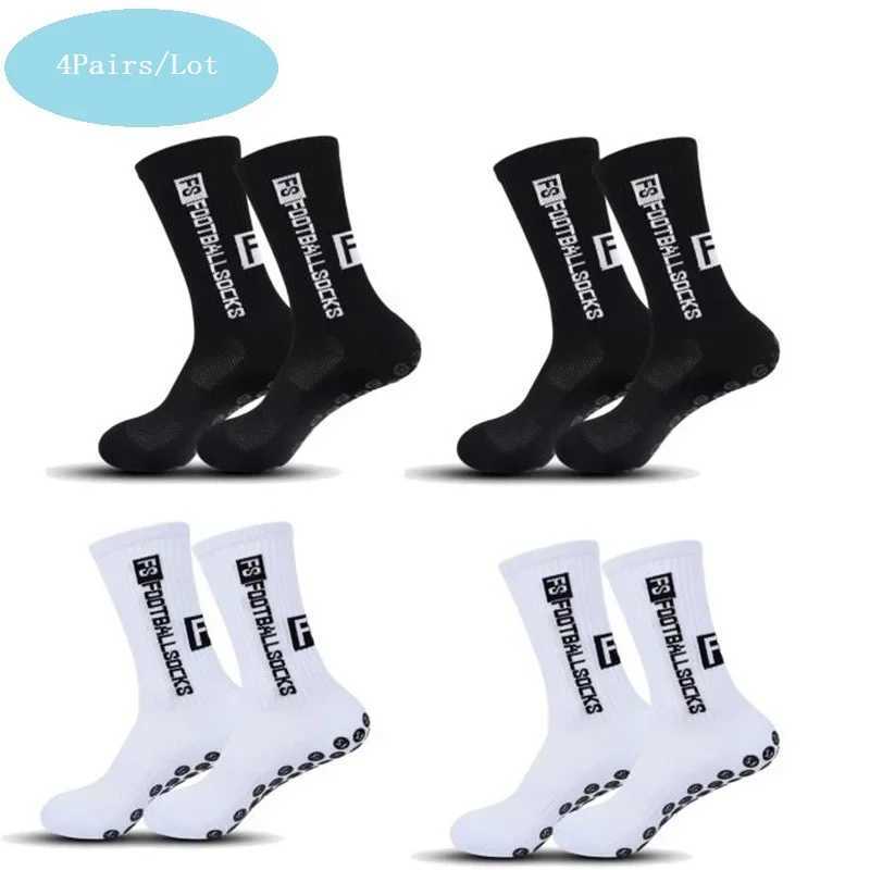 4 Pairs Mens Soccer Socks with Grip Non Slip Anti Slip Athletic Socks with Cushion Pads for Football Basketball Hockey D260313