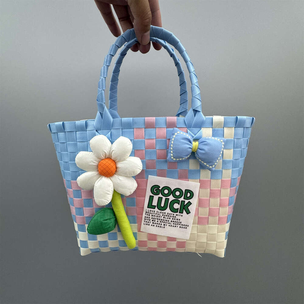 New Plastic Woven Handbag Gift Basket Fresh Style Beach Tote Women's Bag