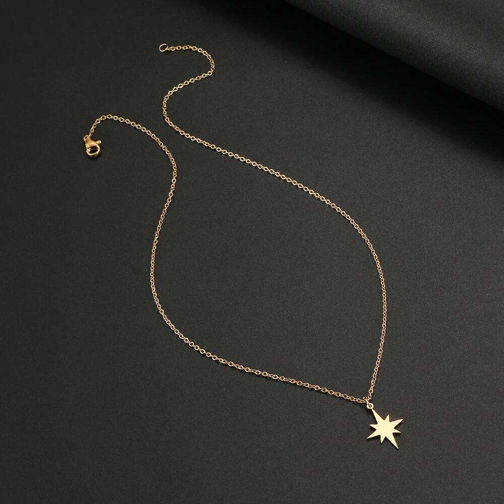 Stainless Steel Necklaces Eight-pointed Star Clavicle Pendant Chain Fashion Necklace For Women Jewelry Party Best Gifts NEW H260312