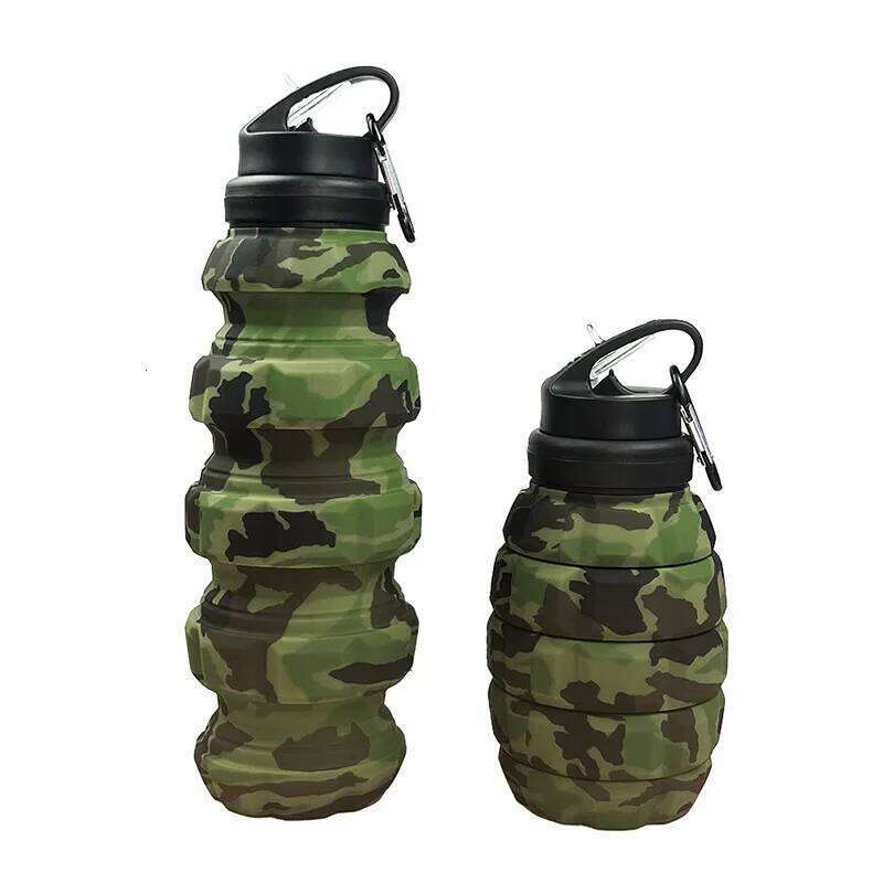 Food-Grade Silicone Folding Retractable High Temperature Camouflage Sports Water Bottle Riding Camping Z260314