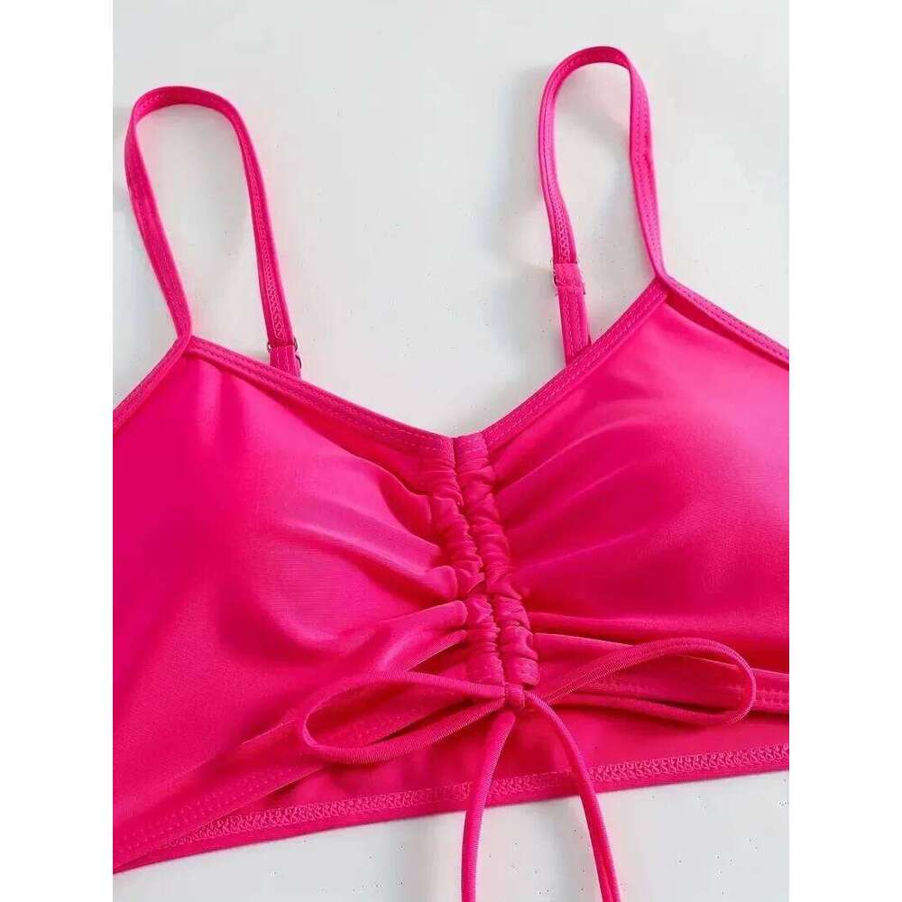 Tropical Leaf Print V-Neck High Waist Bikini Set Two Piece Swimsuits Women's Swimwear and Clothing biquinis mujer Y260303