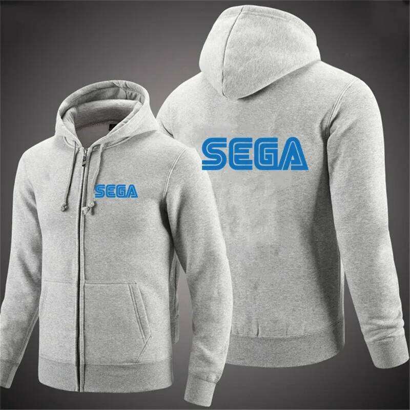 Men's Sega Zipper Casual Hoodie Outdoor Sports Shirt Top Z260314