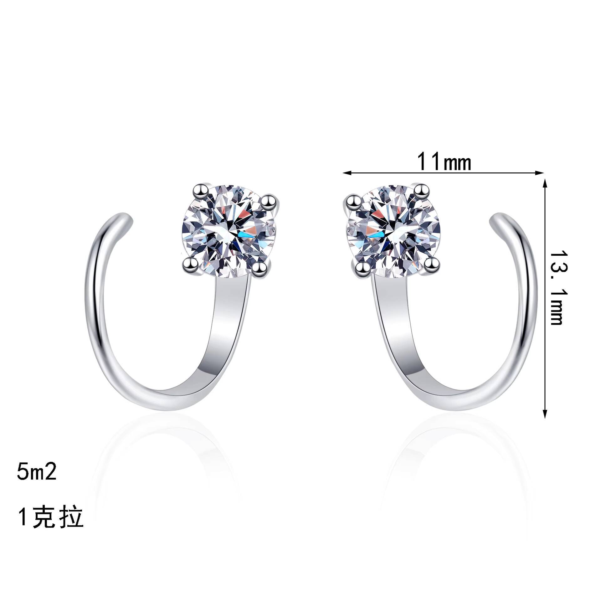 Luxury 925 Sterling Silver Moissanite Stud Earrings VVS1 Diamond Sparkling Hook Earrings Jewelry Women Custom Earring