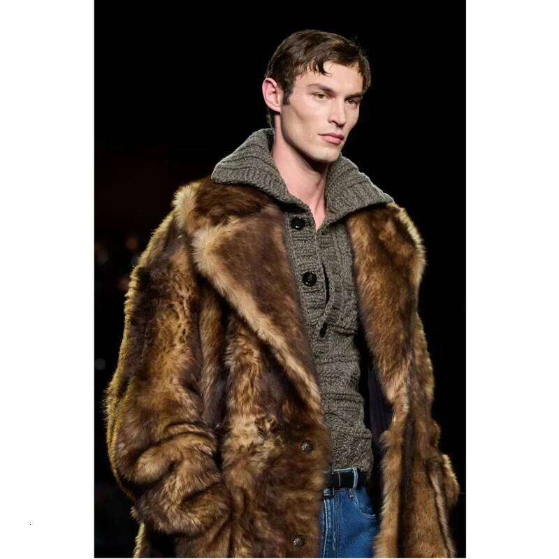 Men's fur coat, new style, mink fur, long coat with a suit collar, winter windproof and warm windbreaker, large size Z260313