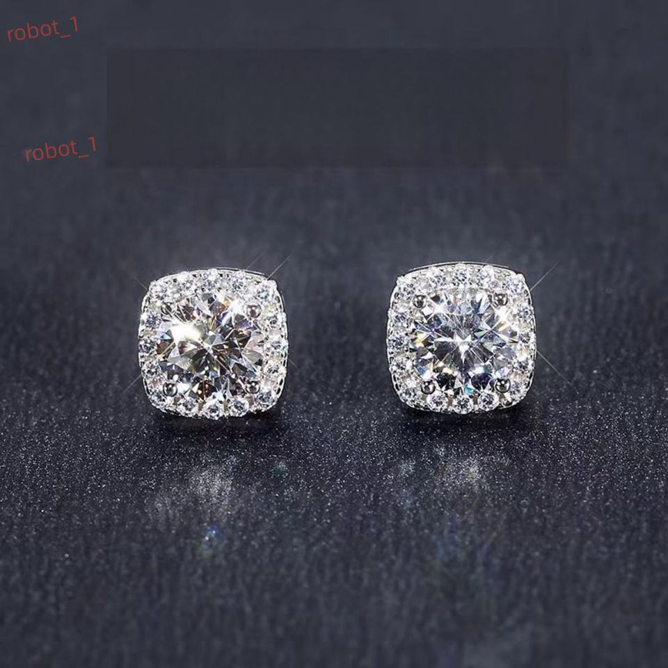 No Tariffs Classic 232 Carat Square Moissanite 925 Sterling Silver Stud Earrings for Women Men
