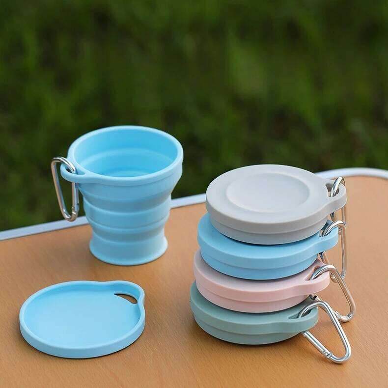 180ml Folding Mini Retractable Cup Silicone Portable Teacup Outdoor Travel Coffee Telescopic Drinking Mug with Lid Z260314