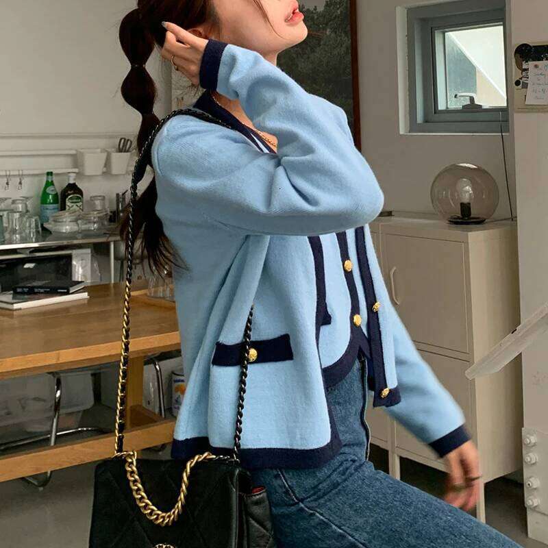 New High Quality Spring Knitted Long Sleeve V-neck Cardigan Coat + Sexy Short Camisole Crop Top Sweater Two Piece Sets Elegant Z260313