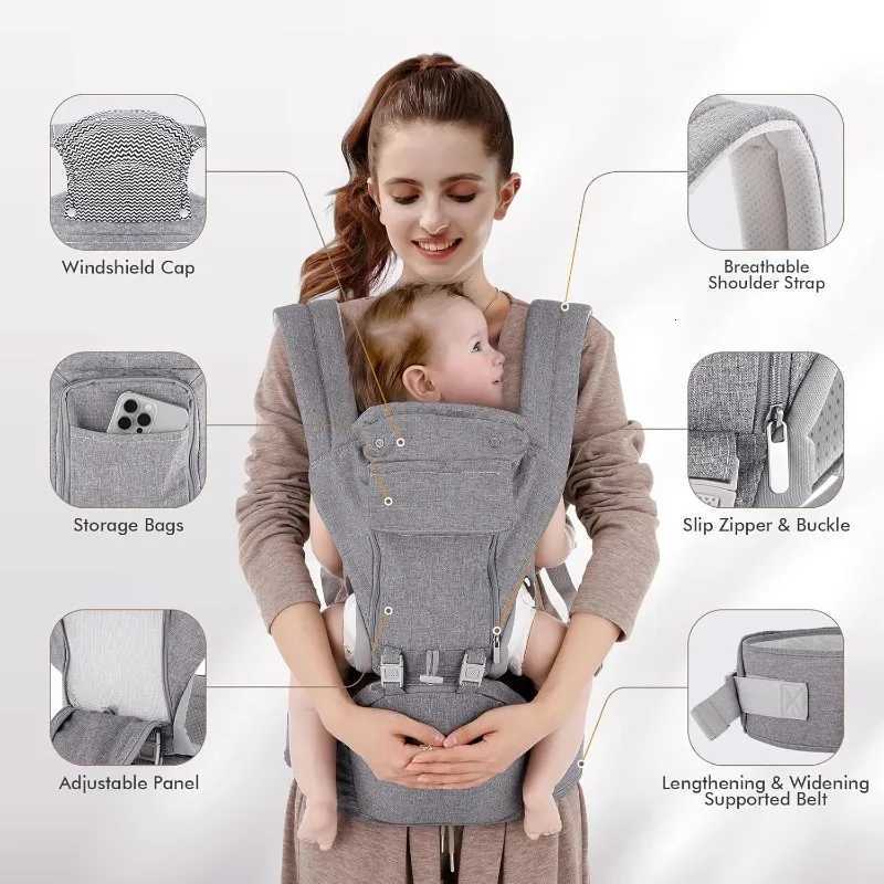 Baby Carrier Newborn to Toddler Convertible Carrier Ergonomic Infant Carriers Adjustable Strap Perfect Travel 3-36 Months Grey X260313