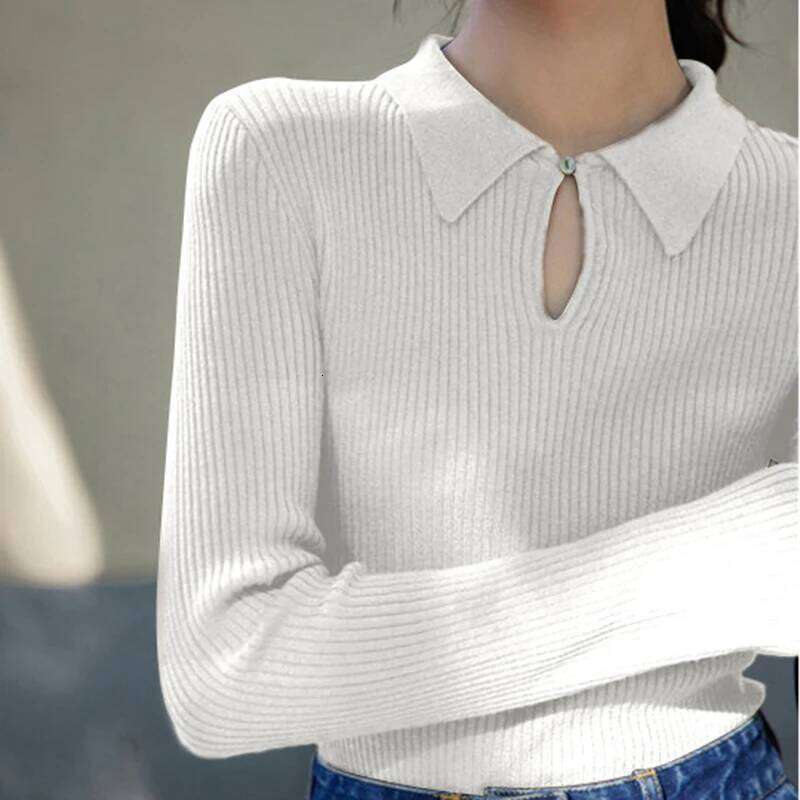 shintimes Knitted Button Pullovers Sweater Autumn Winter Women Long Sleeve Sweaters Slim Fit Black Basic Tops Pull Femme Z260313