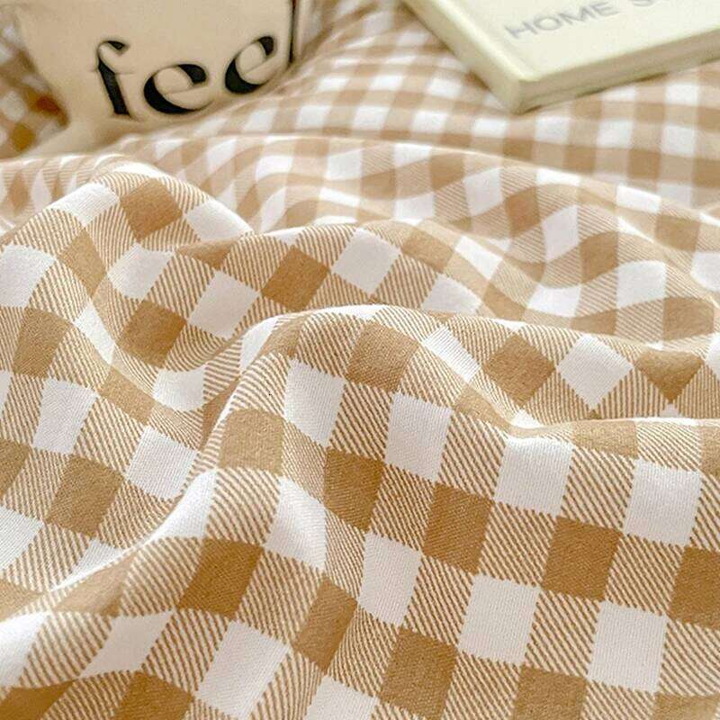 Simple grid Duvet Cover Set with Sheet Pillowcases Soft Skin Friendly Luxurious Cozy Bedding for single Double Bed parure de lit H260312 - view 4
