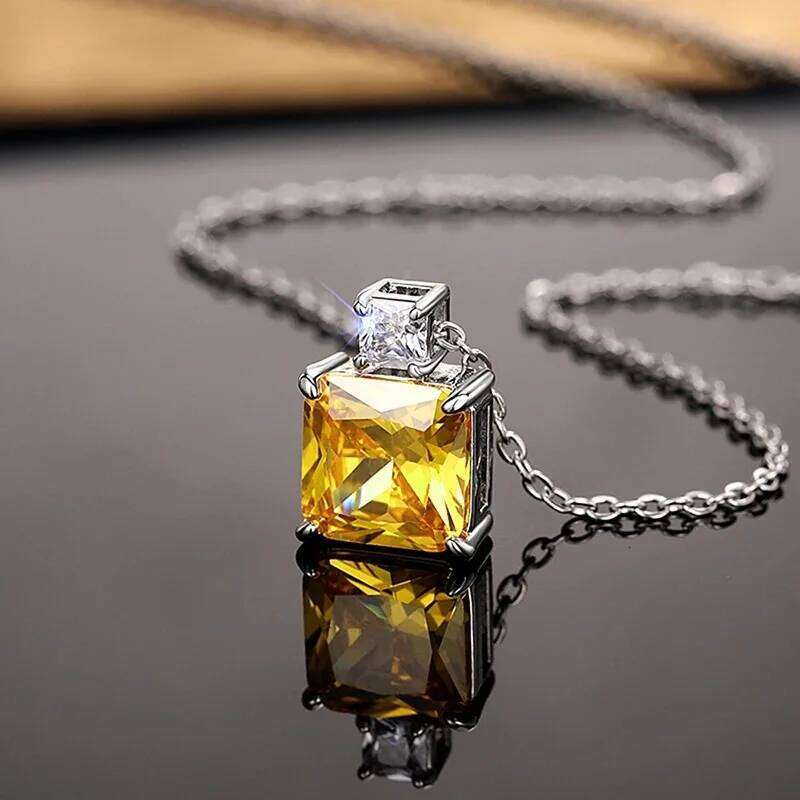 2025 New yellow zircon inlaid sparkling necklace for women with fashionable temperament, elegant personality, and accessories H260312