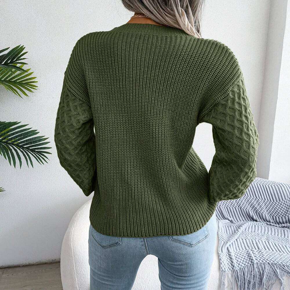 Women Casual Lantern Long Sleeve Knitted Pullovers and Sweaters Autumn Winter 2025 Z260313