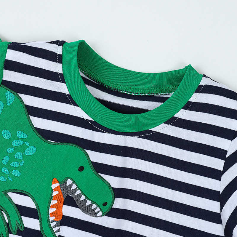 T-shirts Summer New Boys' Short-Sleeve T-Shirt Fashionable Dinosaur Embroidery Children's Round Neck T-Shirt Children's Clothing