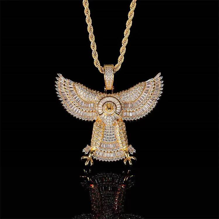 Wholesale Fashion Hip Hop Jewelry Horus Pendant Iced Out 3A MoissaniteVVS Solid Eagle Pendant Iced Out Chain With Pendant