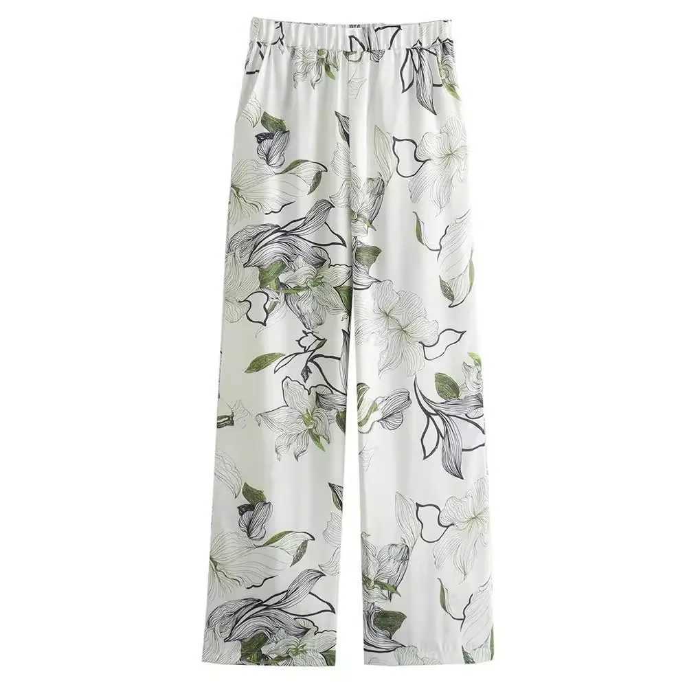 PRINTKAOIR Spring and Autumn French casual and comfortable vacation style printed loose shirt and printed pants set M260313