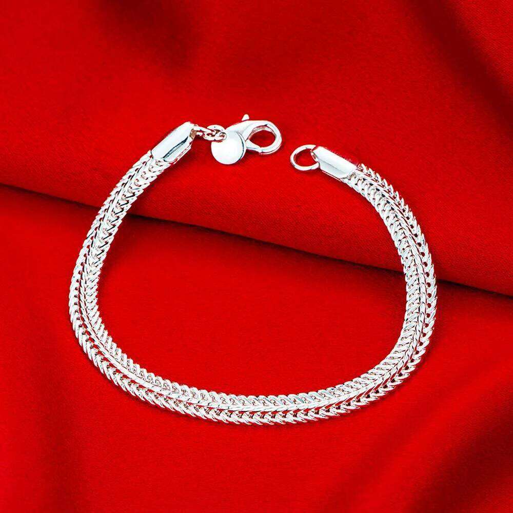 Hot sale 925 Sterling Silver bracelet cute chain women lady men noble fashion charm jewelry wedding party 20cm Z260313
