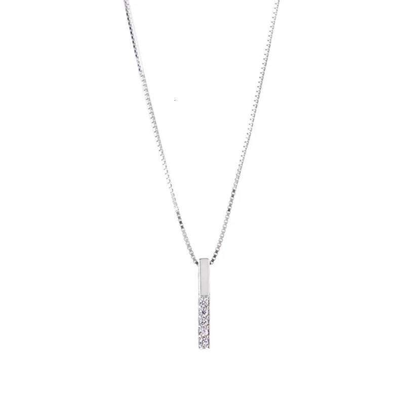 ANENJERY Silver Color Strip Geometric Cubic Zircon Simple Clavicle Chain Charm Necklace For Women Jewelry S-N545 H260312