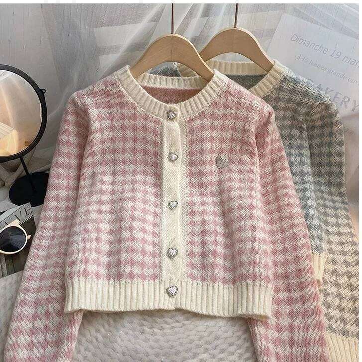 Women's Fashion New Korean Long-sleeved Knit Sweater Cardigans Outwear Coat Z260314