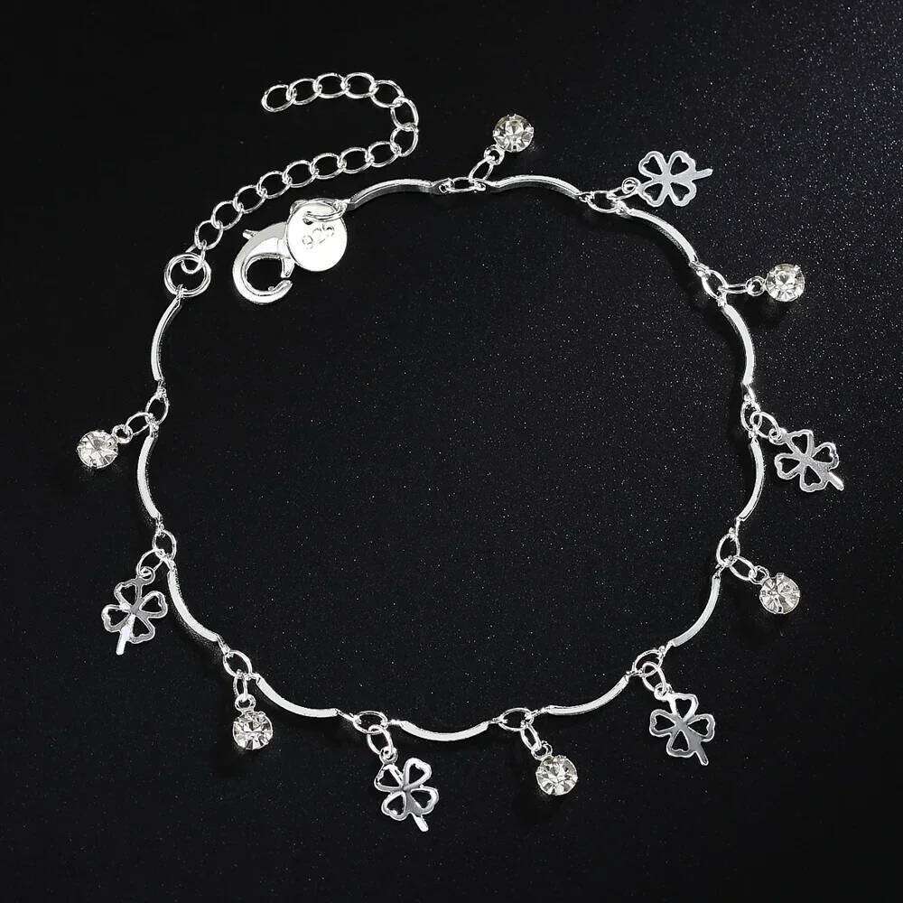 925 sterling Silver Four-leaf clover zircon Chain Bracelets for Women Fashion Party Wedding Accessories Jewelry Christmas Gifts Z260313