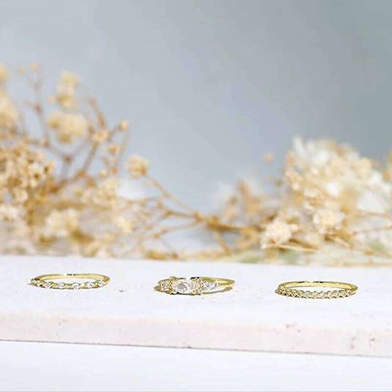 Stackable Rings for Women Dainty 14K Trendy Gold Plated Non Tarnish Stacking Cubic Zirconia Fashion Ring Jewelry Size 6 -10 H260312