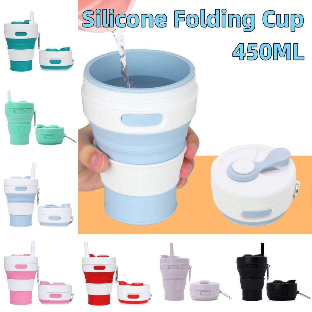 Silicone Folding 450ml Reusable Portable Telescopic Coffee Cups Outdoor Camping Travel Hiking Collapsible Cup Drinkware Z260313