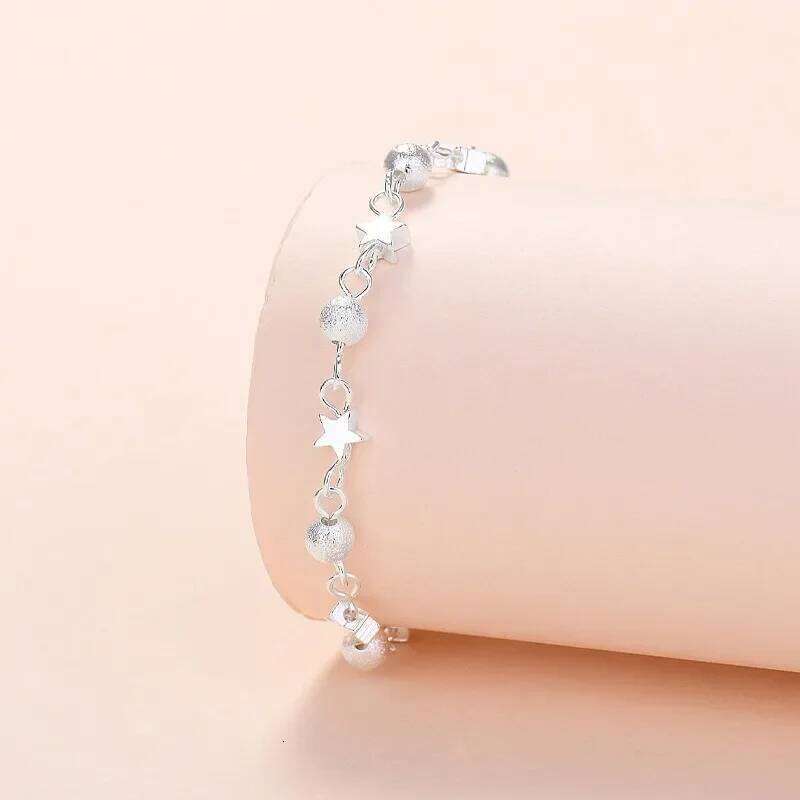 925 Sterling Silver Stars Bracelets For Women Fashion Korean Frosted Bead Bracelet Beautiful Party Wedding Jewelry Gift Z260313