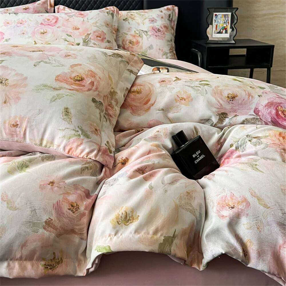 Flower Printed Bedding Soft Bedroom Decor Comforter Duvet Cover Pillowcase Bed Sheet Washed Cotton Four Piece Set H260311 H260312 - view 5