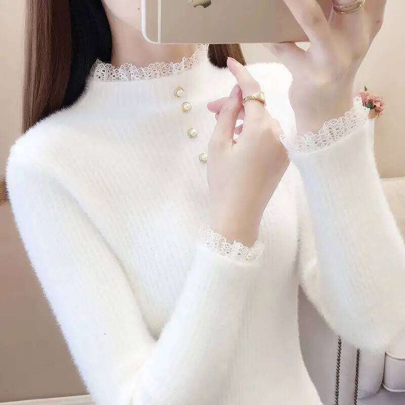 2023 Autumn Winter Thick Women Knitted Ribbed Pullover Sweater Long Sleeve O-neck Slim Jumper Soft Warm Pull Femme Tops Z260313