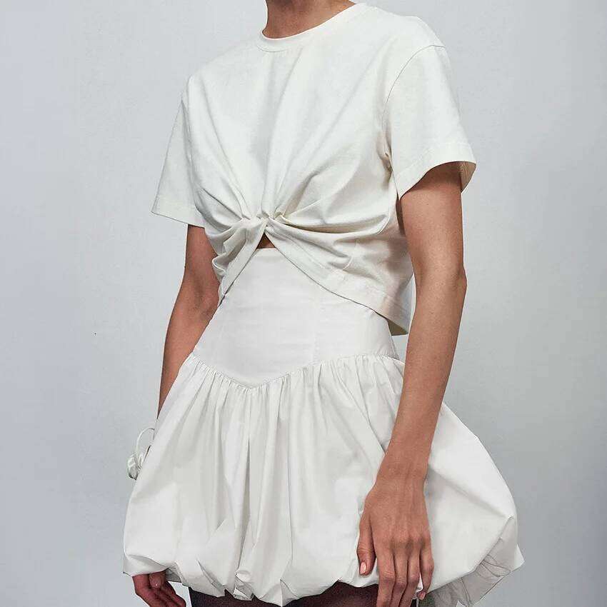 2025 100% Cotton Vintage Chic Women Pleated Bubble Mini Casual Solid Puff Balloon A-line Skirt Hotsweet Fashion Streetwear Z260314