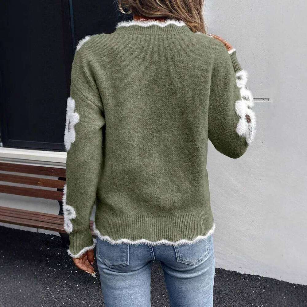 Women Invierno Herbst Mode New Autumn Sweaters V-neck Jacquard Long-sleeved Versatile Knitted Pullover Sweater Maglione Da Donna Z260313